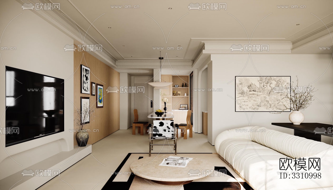 现代客餐厅效果图下载（渲染图3）