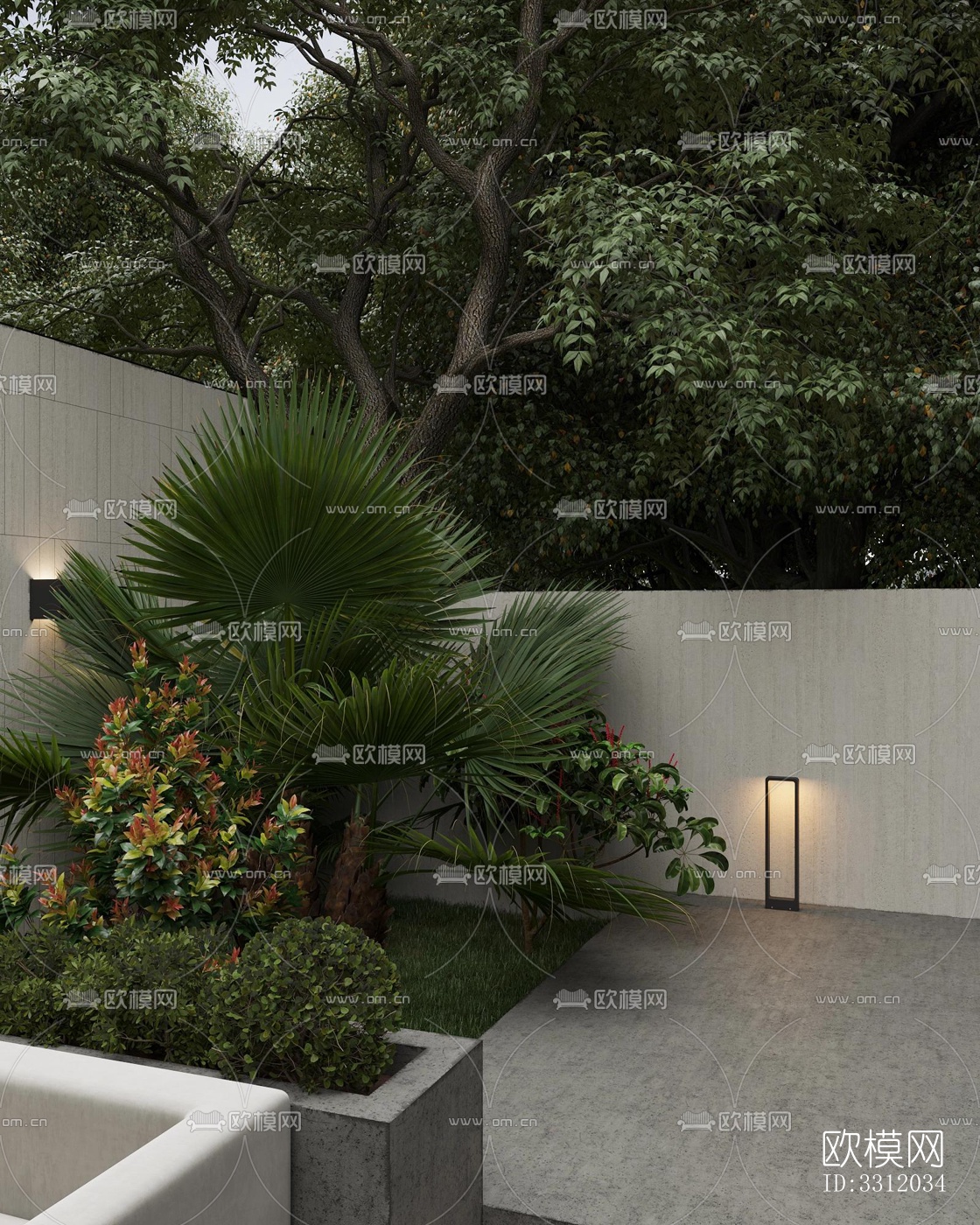 现代阳台花园效果图下载（渲染图3）