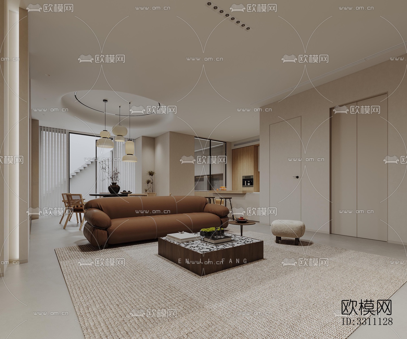 现代客餐厅效果图下载（渲染图16）