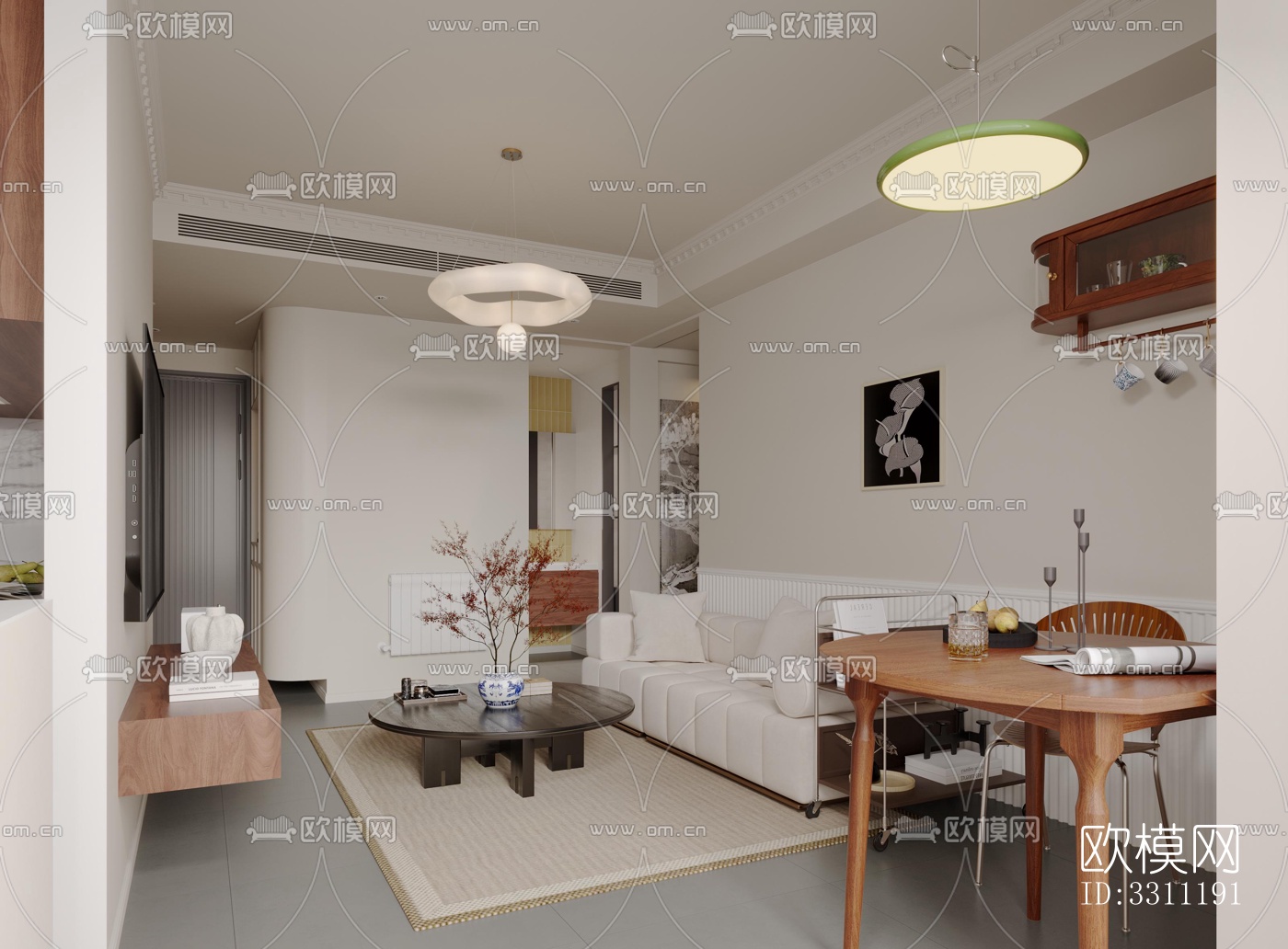 现代客餐厅效果图下载（渲染图2）