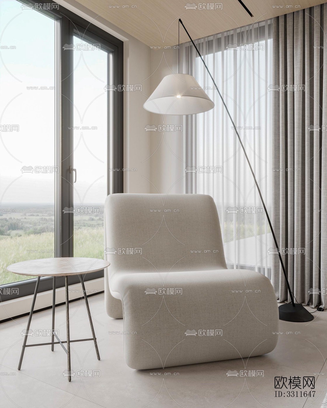 现代客餐厅效果图下载（渲染图4）