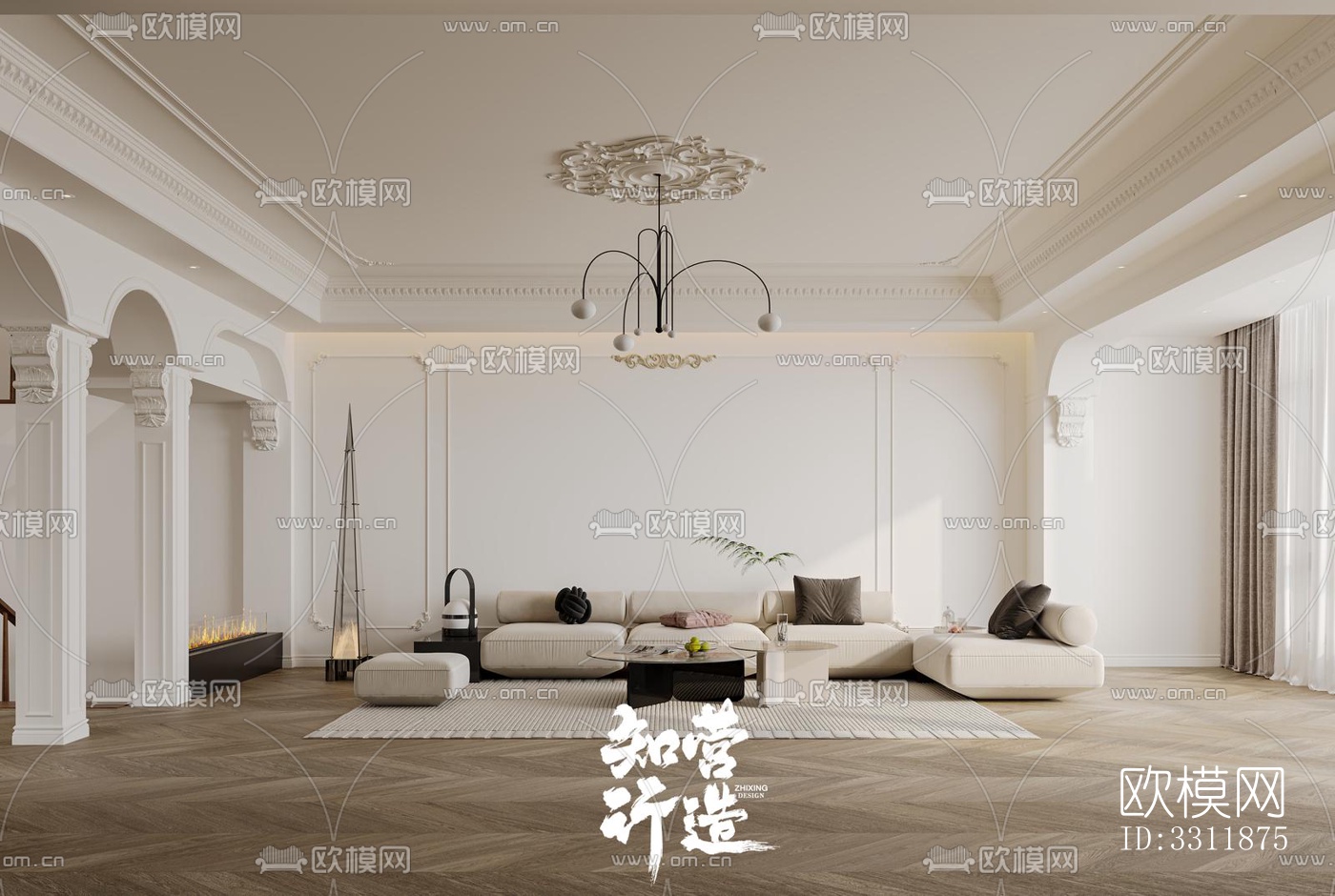 现代客餐厅效果图下载（渲染图6）