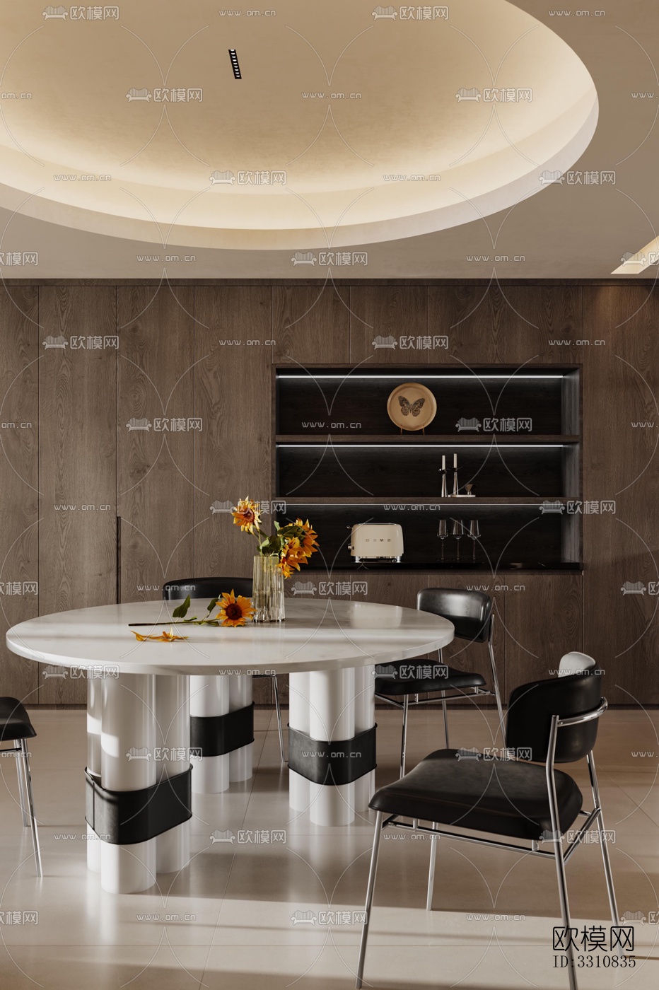 现代客餐厅效果图下载（渲染图2）