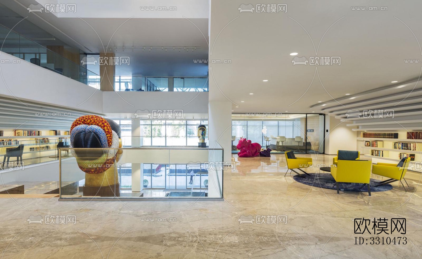 现代图书馆效果图下载（渲染图1）