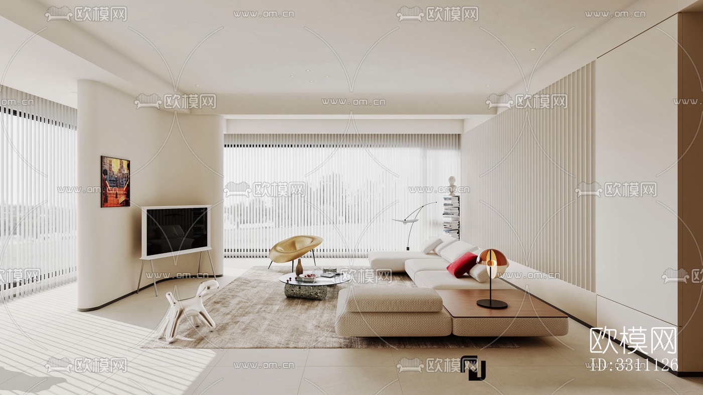 现代客餐厅效果图下载（渲染图6）