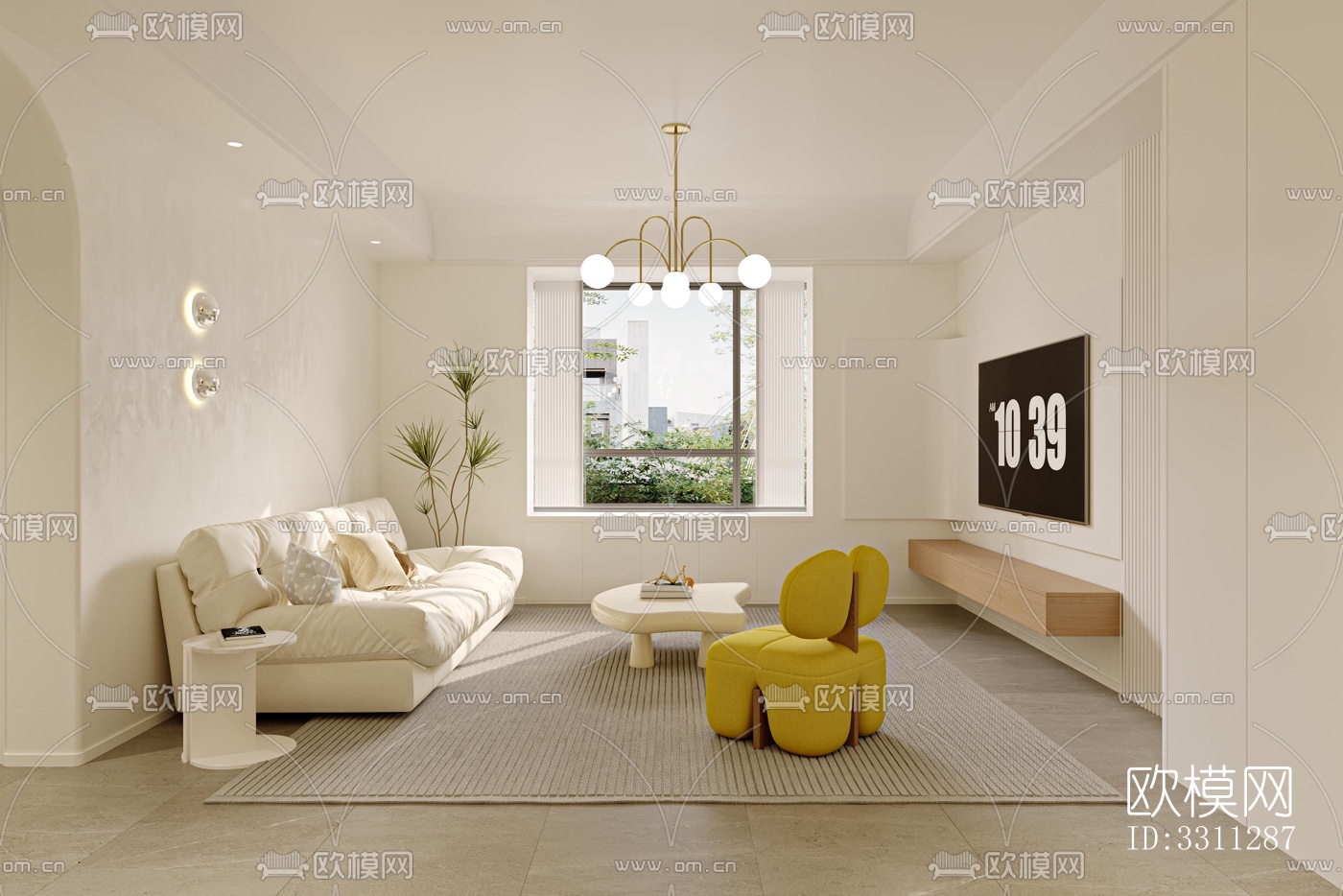 现代客餐厅效果图下载（渲染图3）