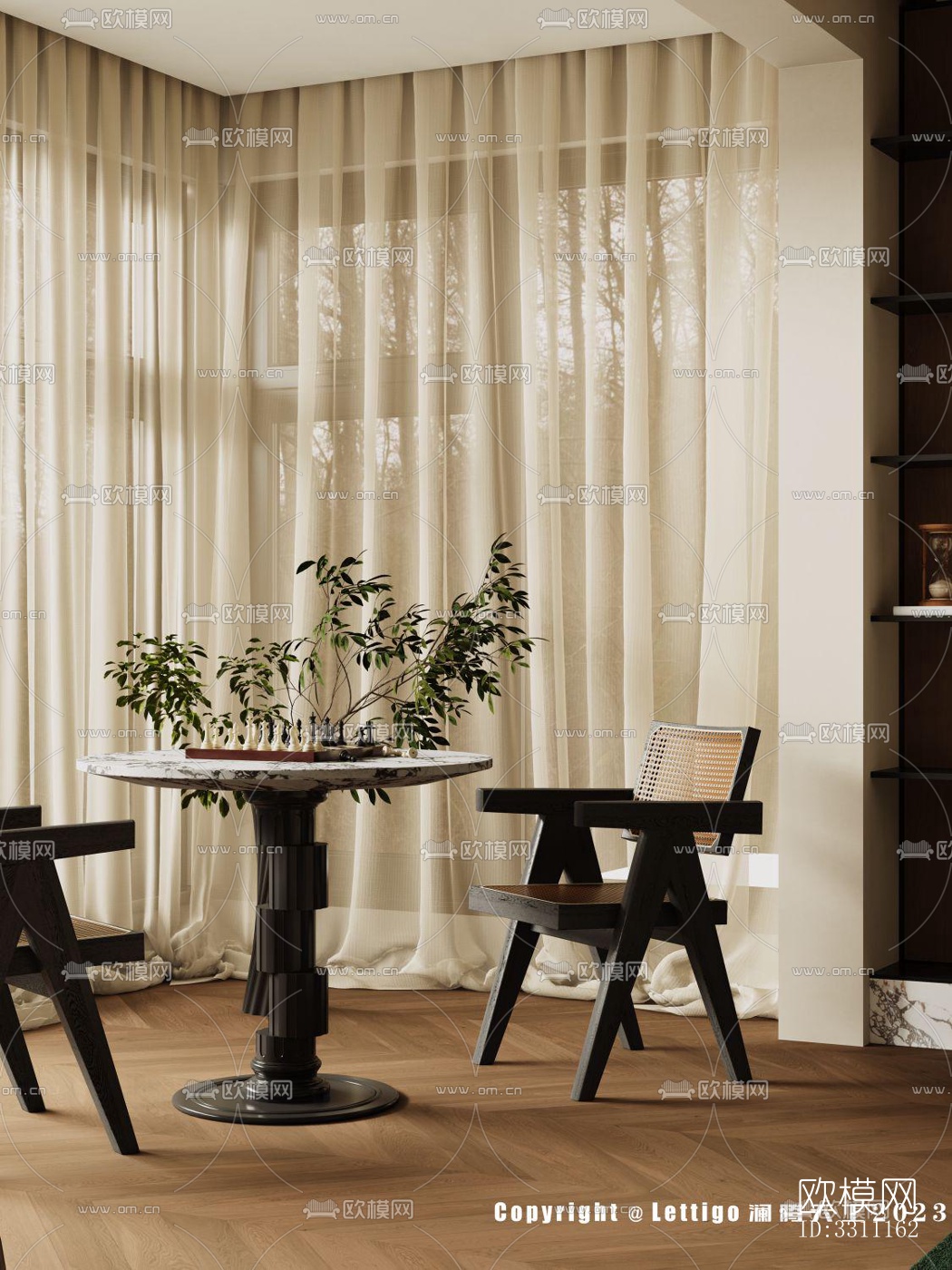 现代客餐厅效果图下载（渲染图6）