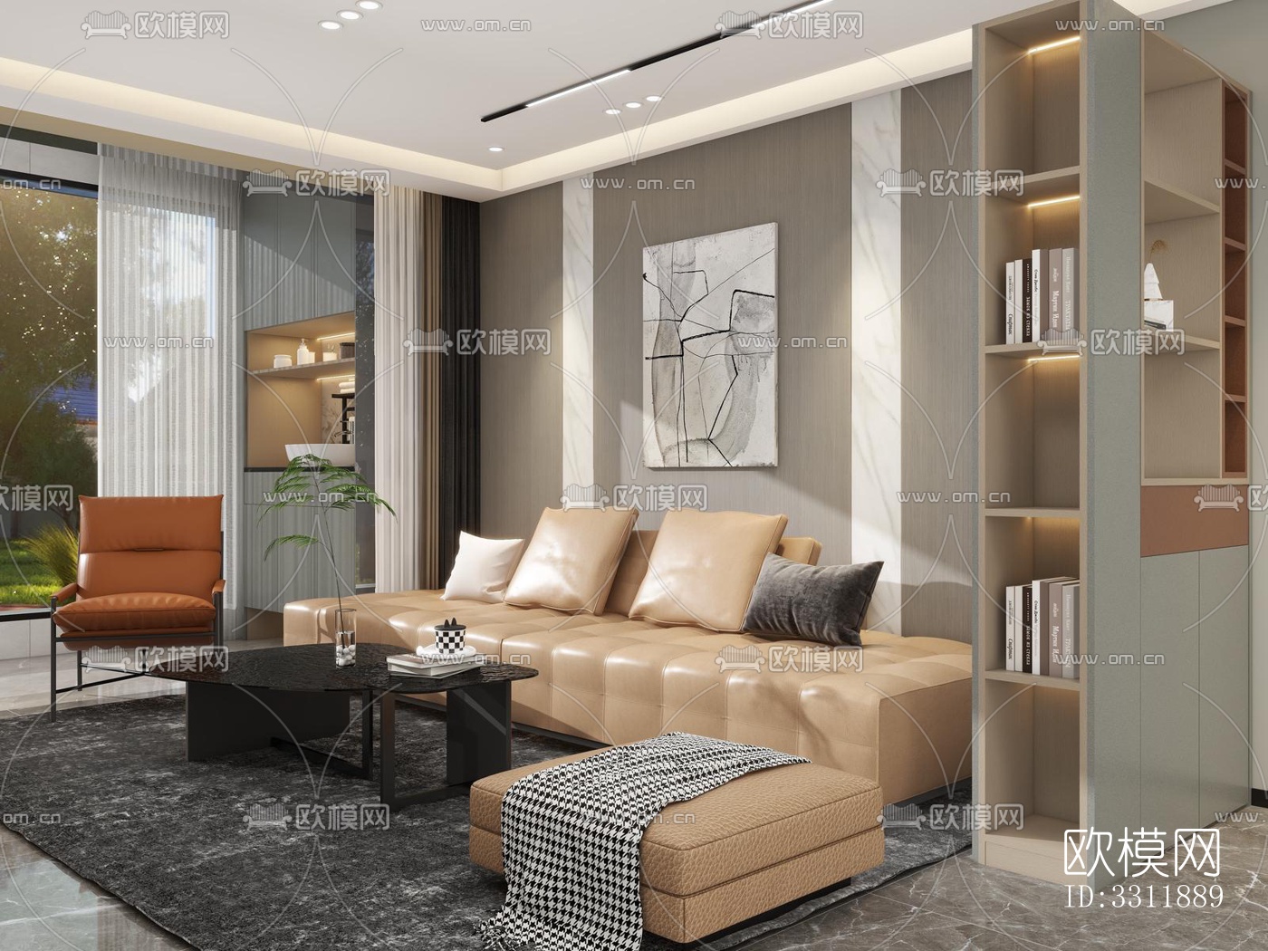 现代客餐厅效果图下载（渲染图5）