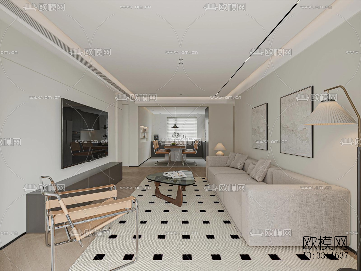 现代客餐厅效果图下载（渲染图6）