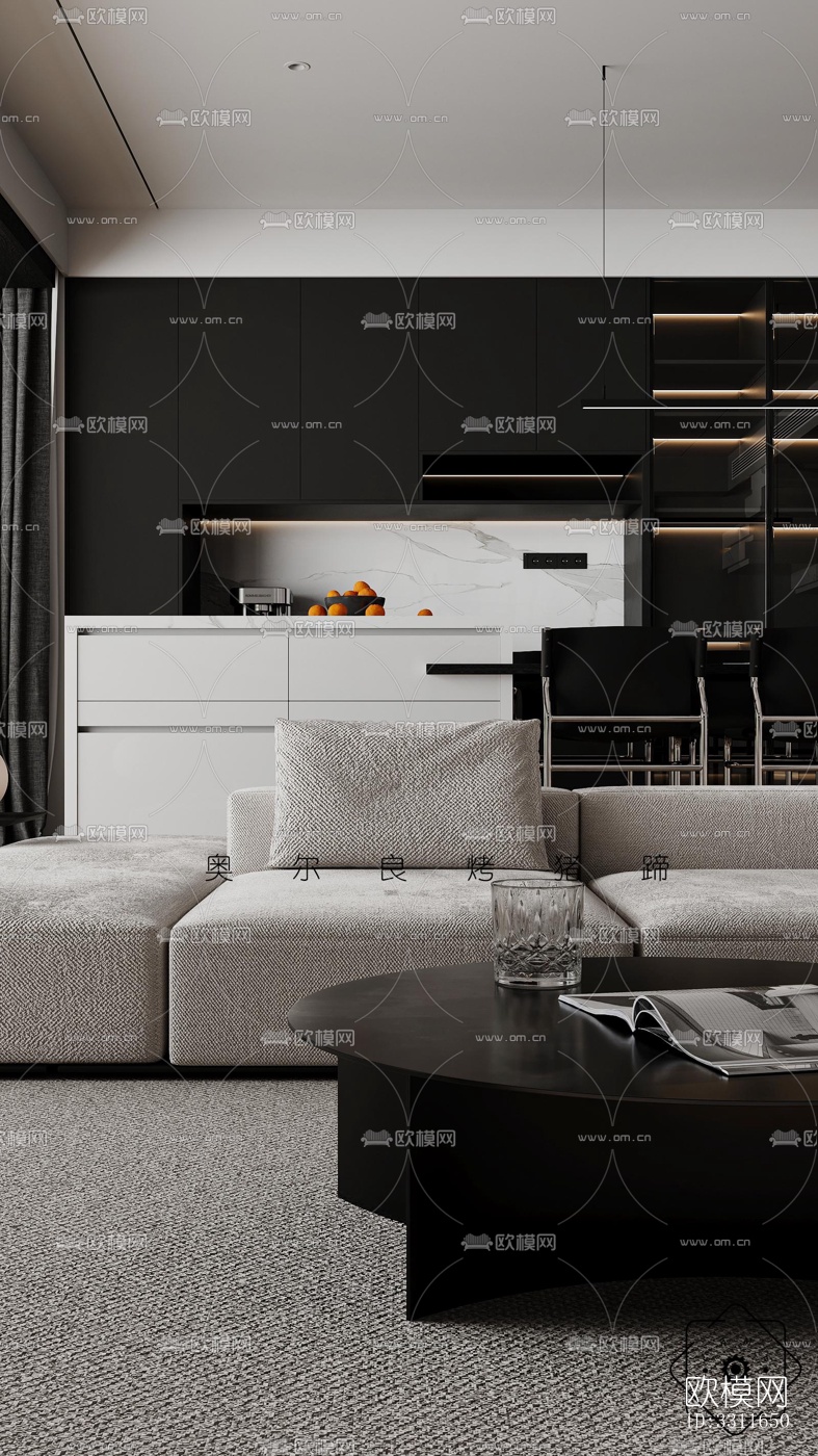 现代客餐厅效果图下载（渲染图8）