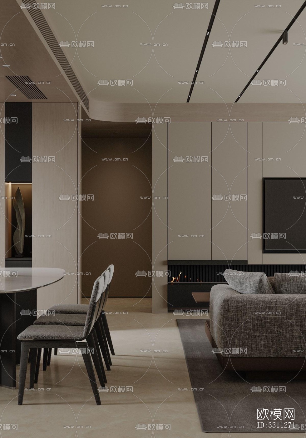 现代客餐厅效果图下载（渲染图5）