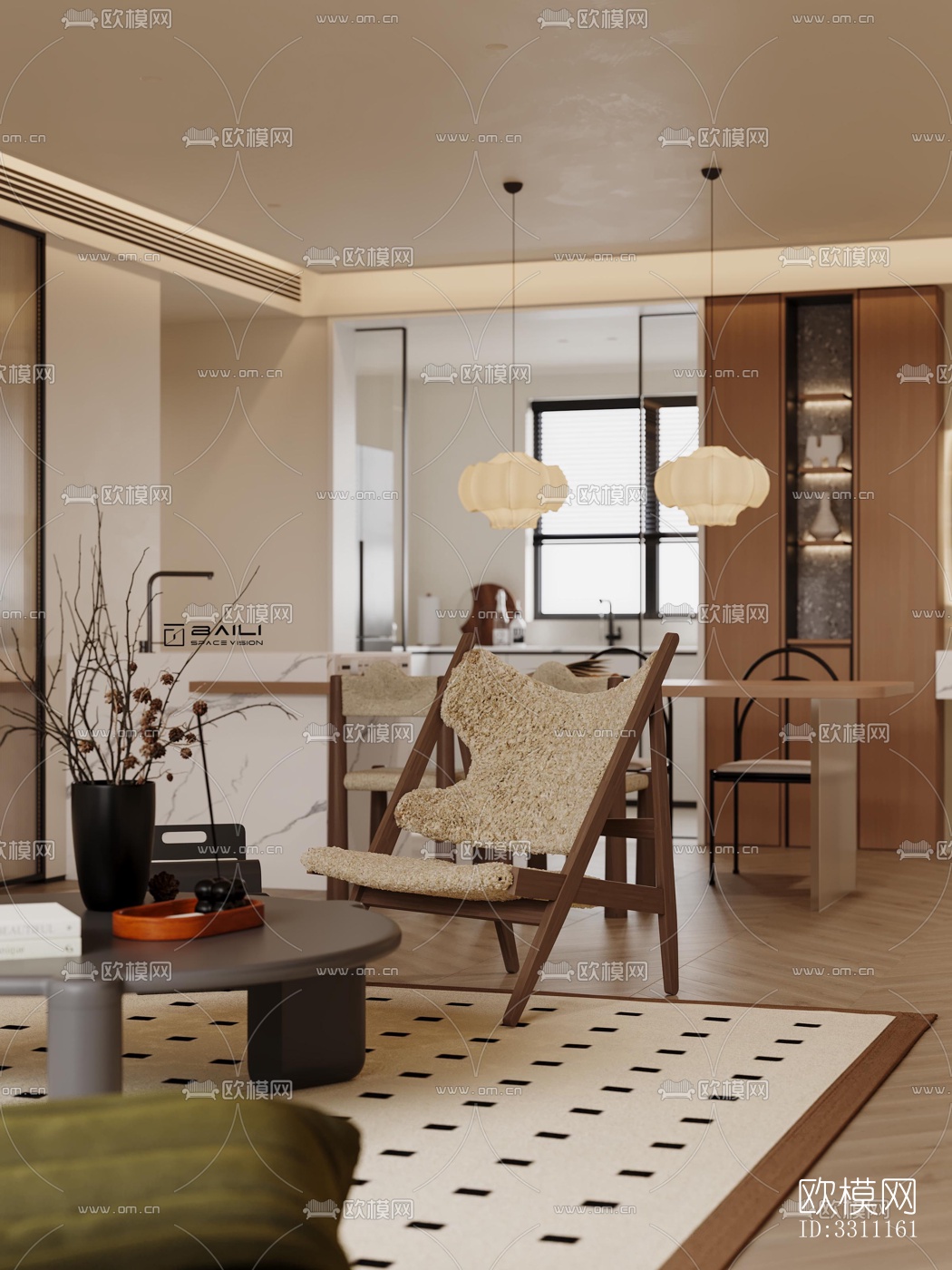 现代客餐厅效果图下载（渲染图10）