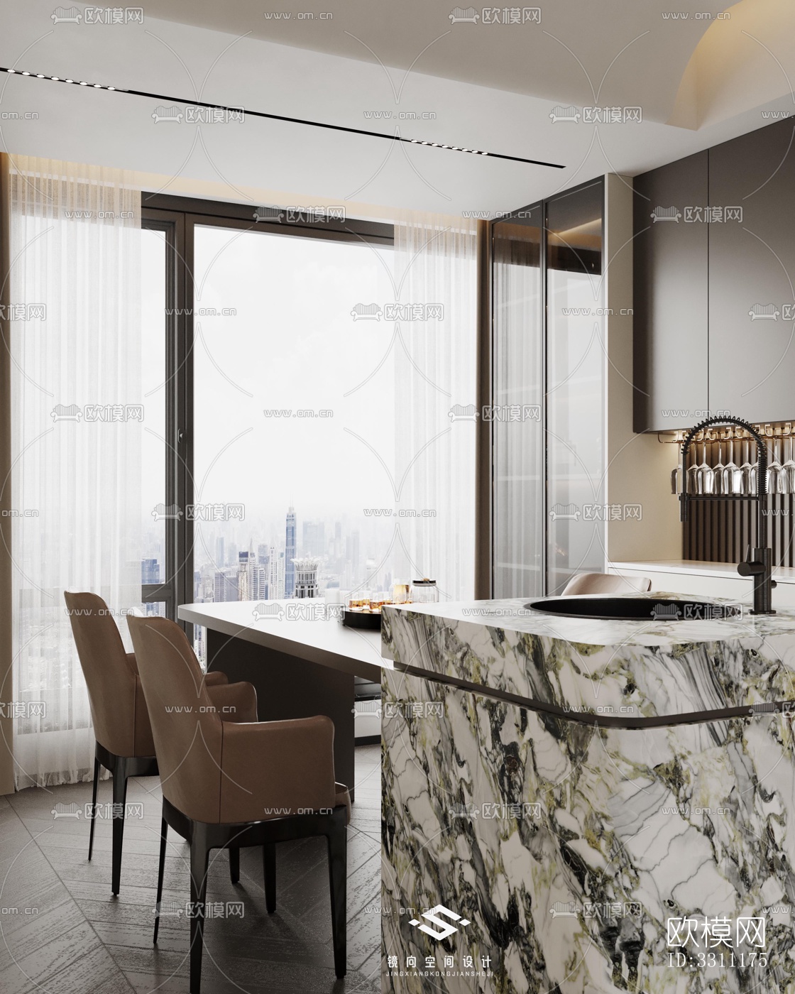 现代客餐厅效果图下载（渲染图8）