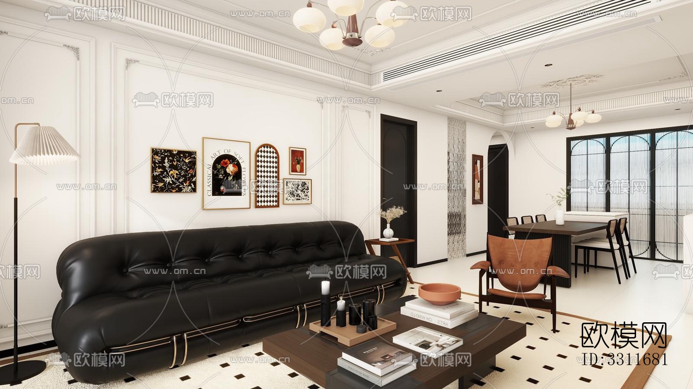 现代客餐厅效果图下载（渲染图4）