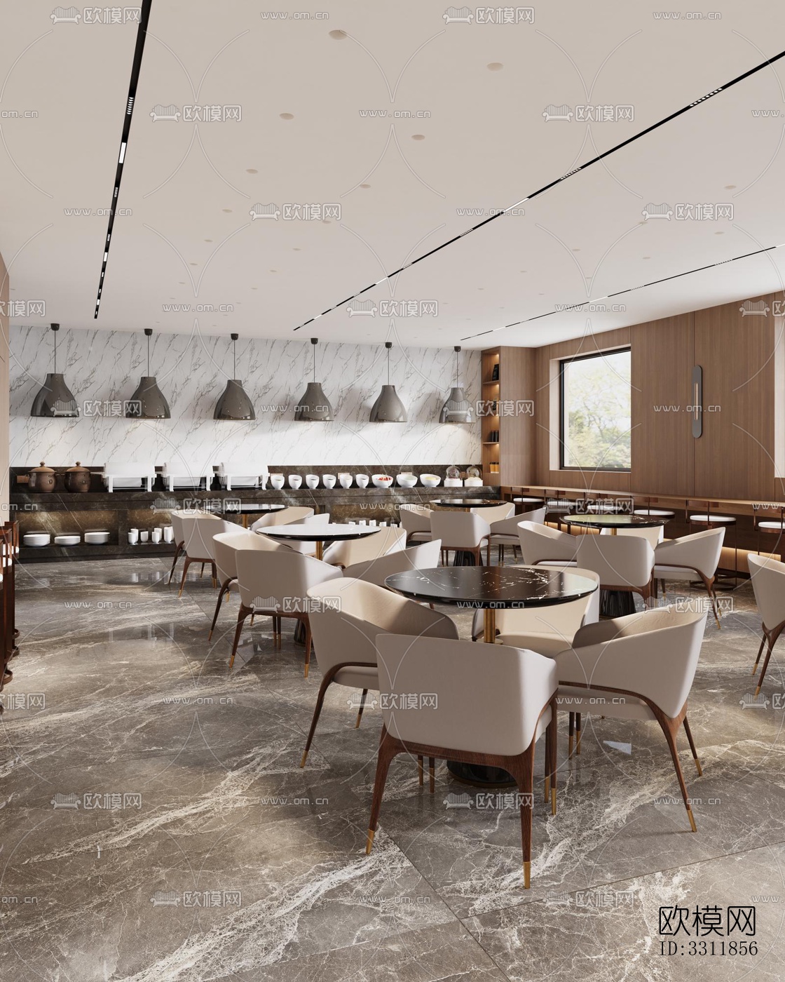 现代客餐厅效果图下载（渲染图3）