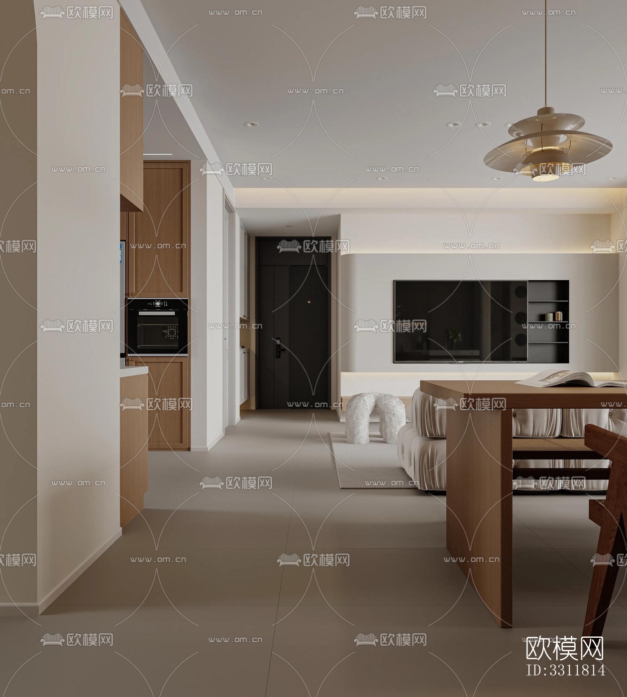 现代客餐厅效果图下载（渲染图6）