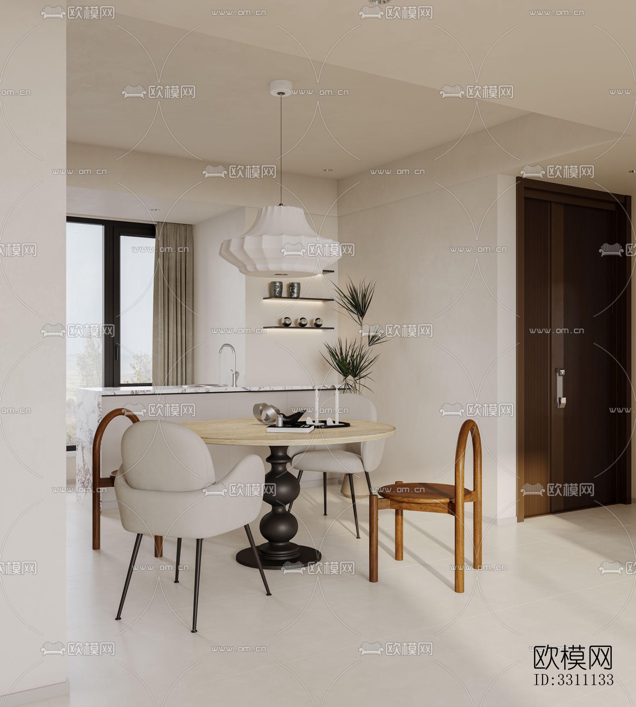 现代客餐厅效果图下载（渲染图6）