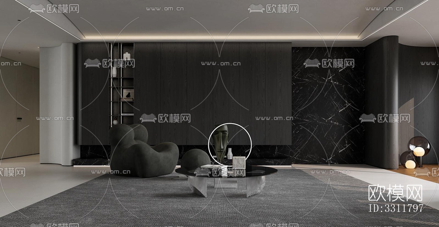 现代客餐厅效果图下载（渲染图7）