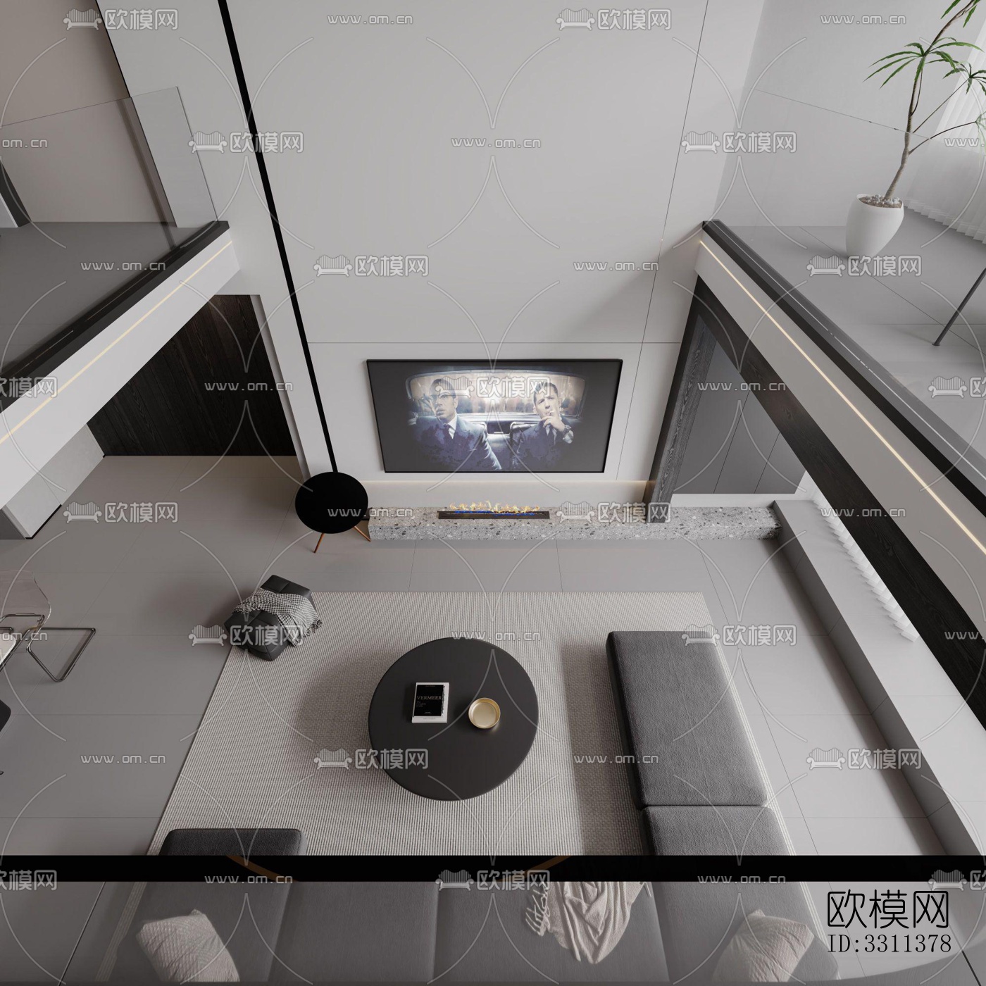 现代客餐厅效果图下载（渲染图5）