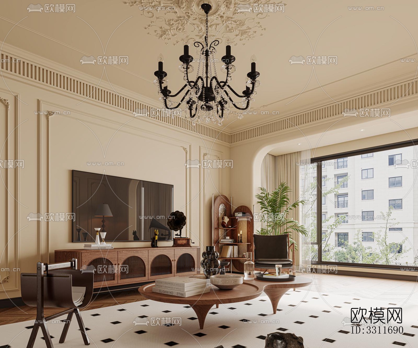 现代客餐厅效果图下载（渲染图3）