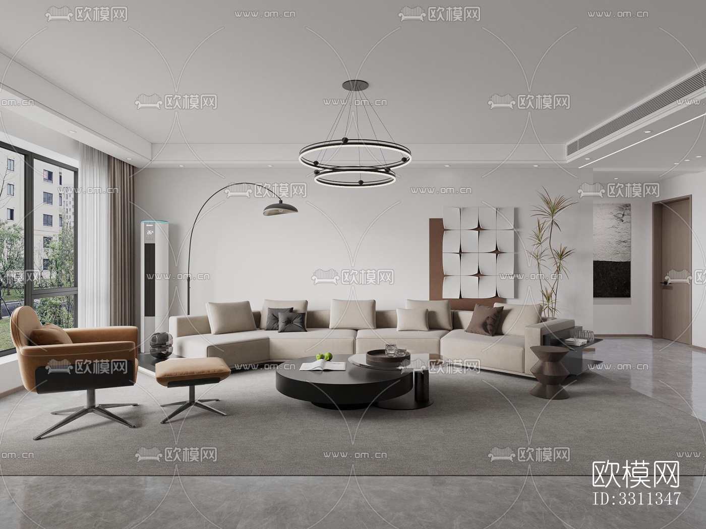 现代客餐厅效果图下载（渲染图2）