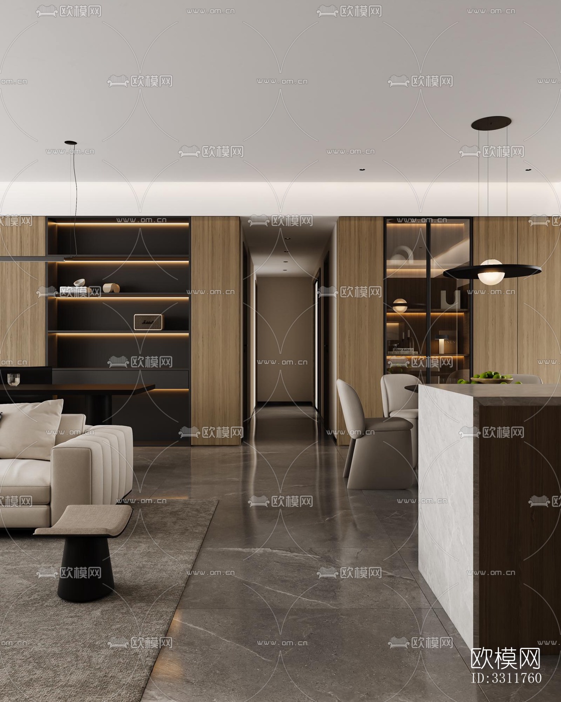 现代客餐厅效果图下载（渲染图6）