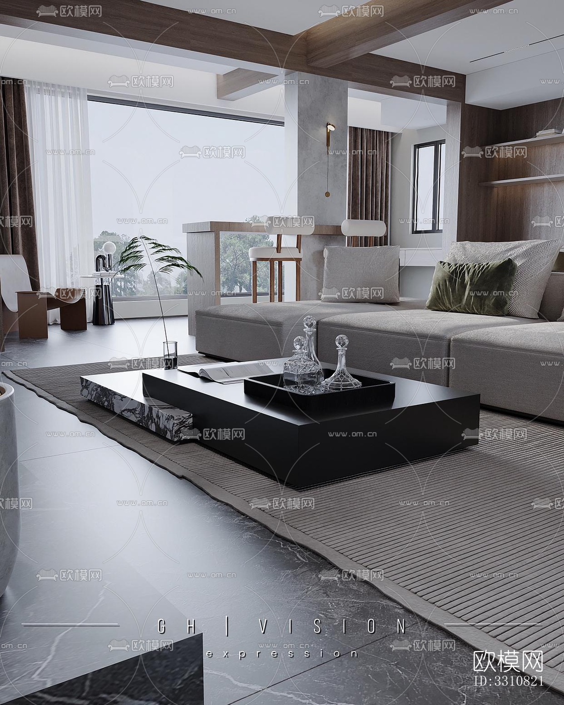 现代客餐厅效果图下载（渲染图6）