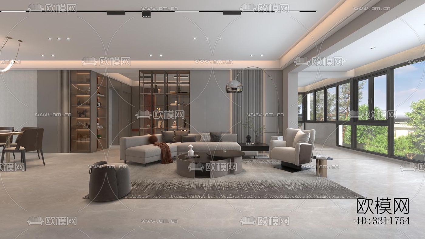 现代客餐厅效果图下载（渲染图13）