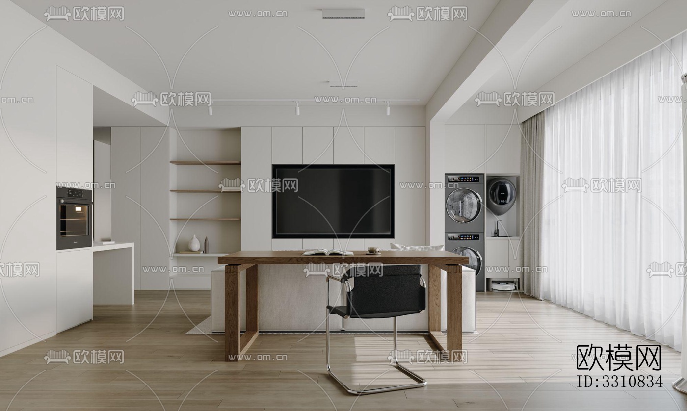 现代客餐厅效果图下载（渲染图3）