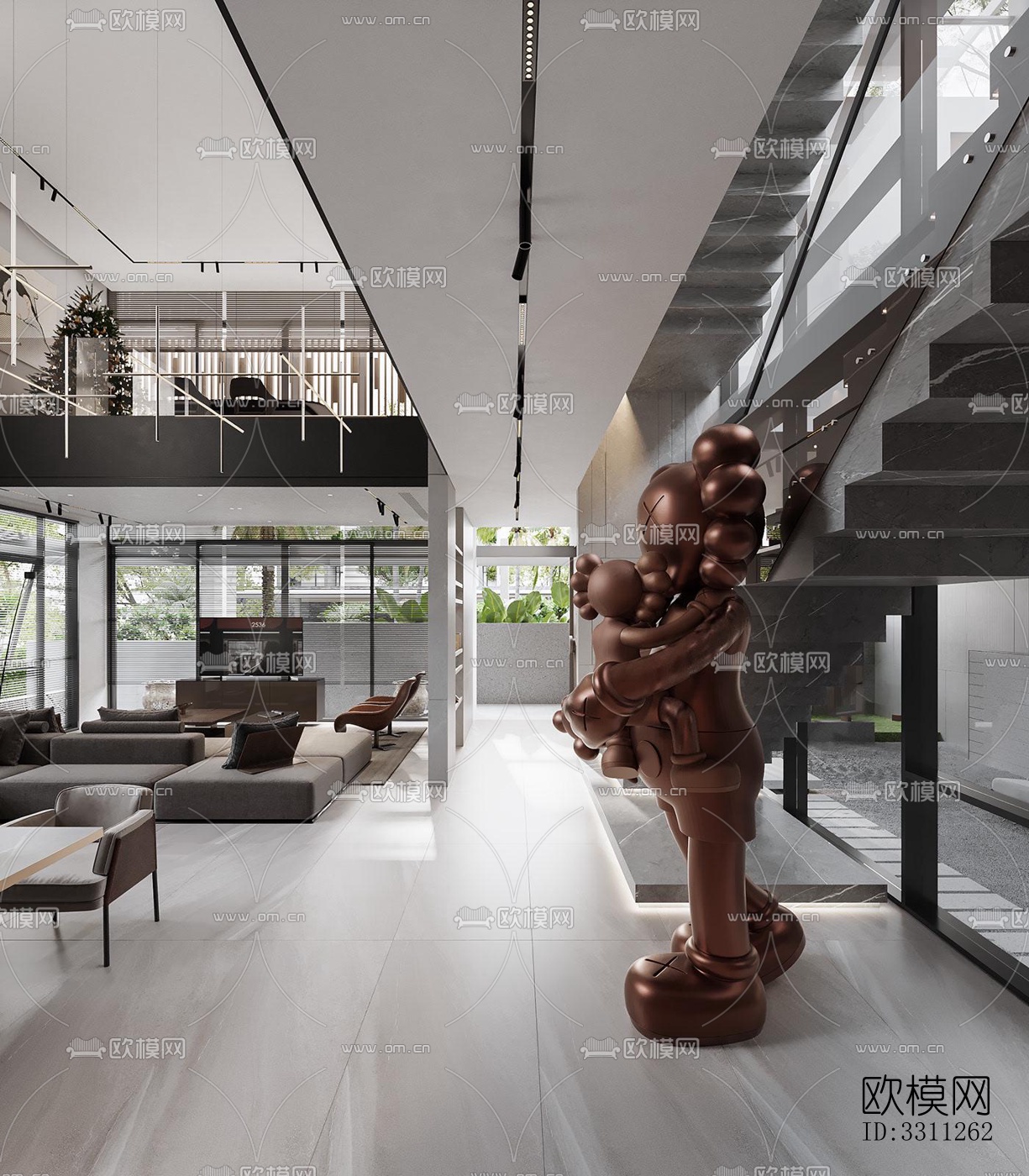 现代客餐厅效果图下载（渲染图3）