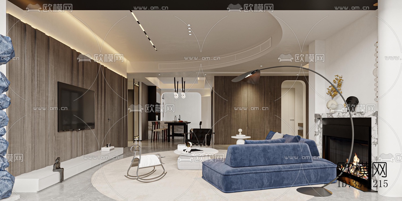 现代客餐厅效果图下载（渲染图2）