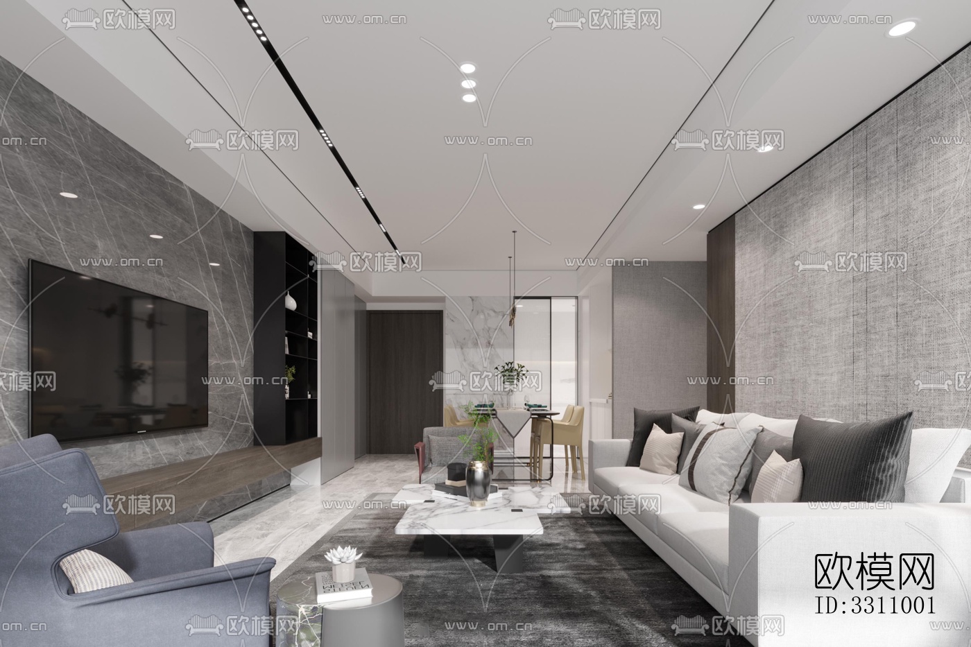 现代客餐厅效果图下载（渲染图3）