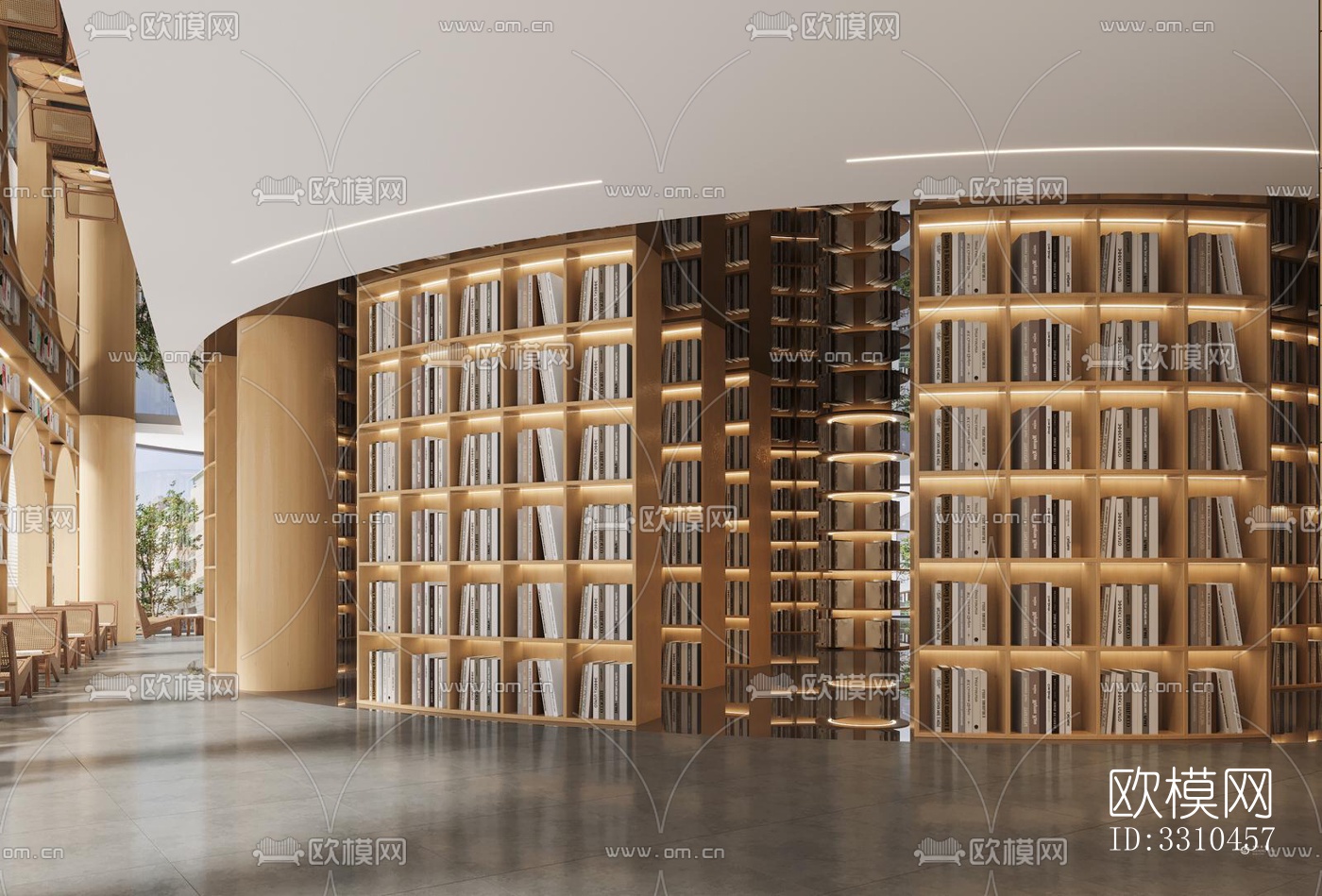 现代图书馆效果图下载（渲染图3）
