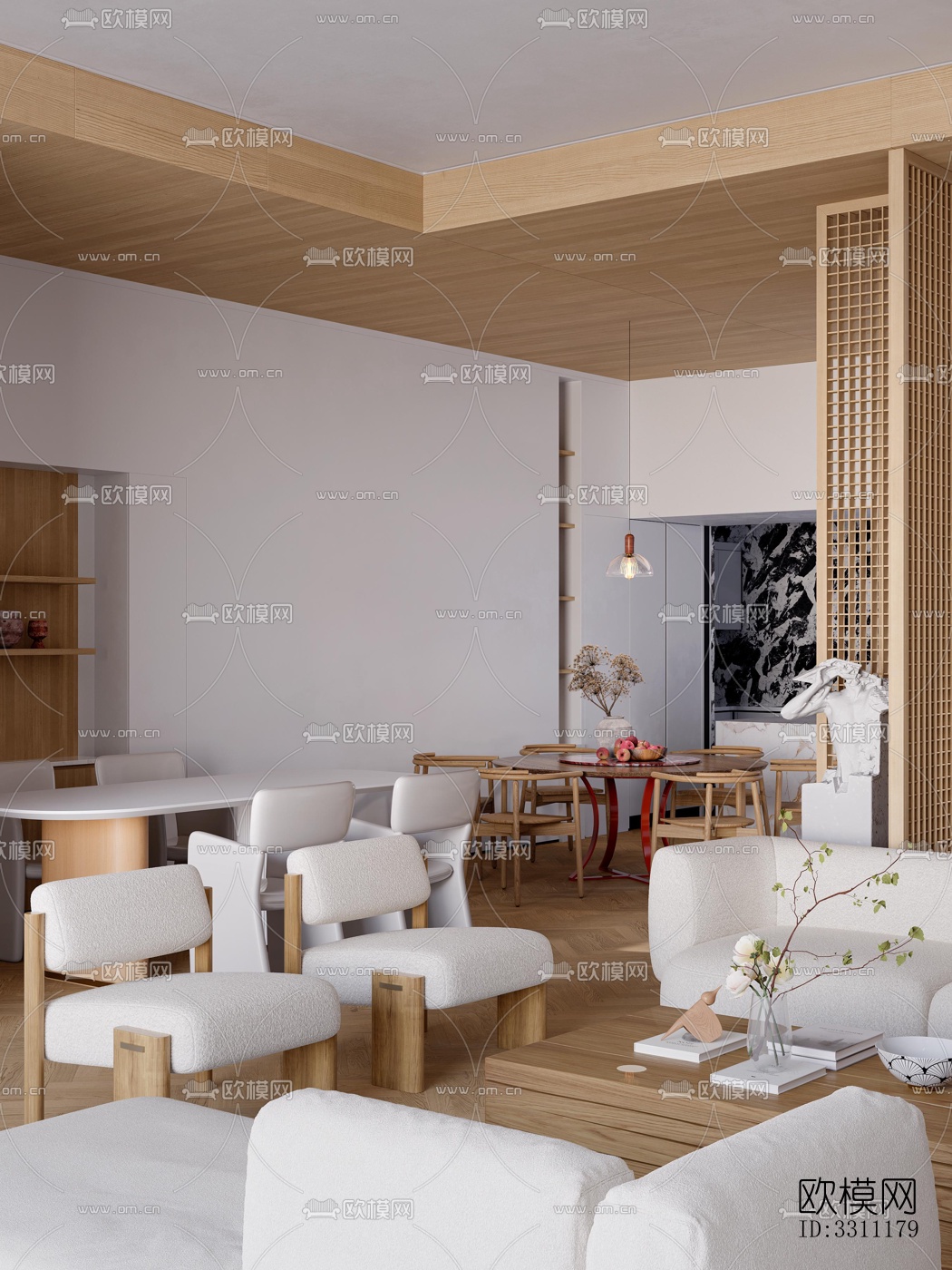 现代客餐厅效果图下载（渲染图7）