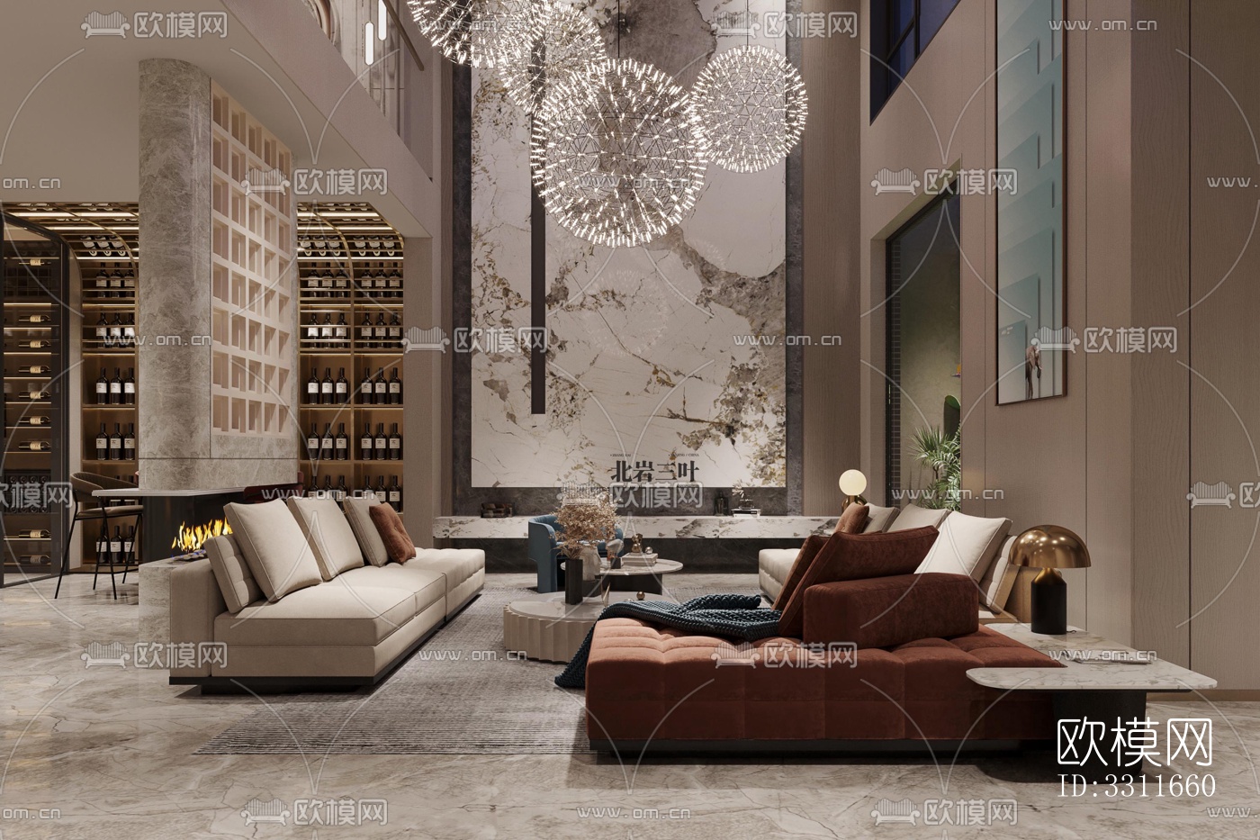 现代客餐厅效果图下载（渲染图4）