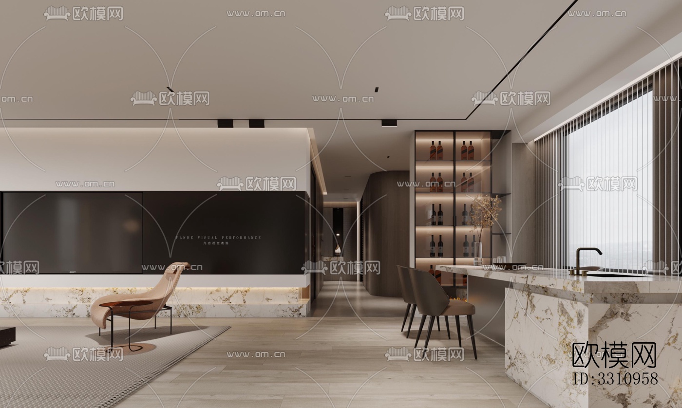 现代客餐厅效果图下载（渲染图19）