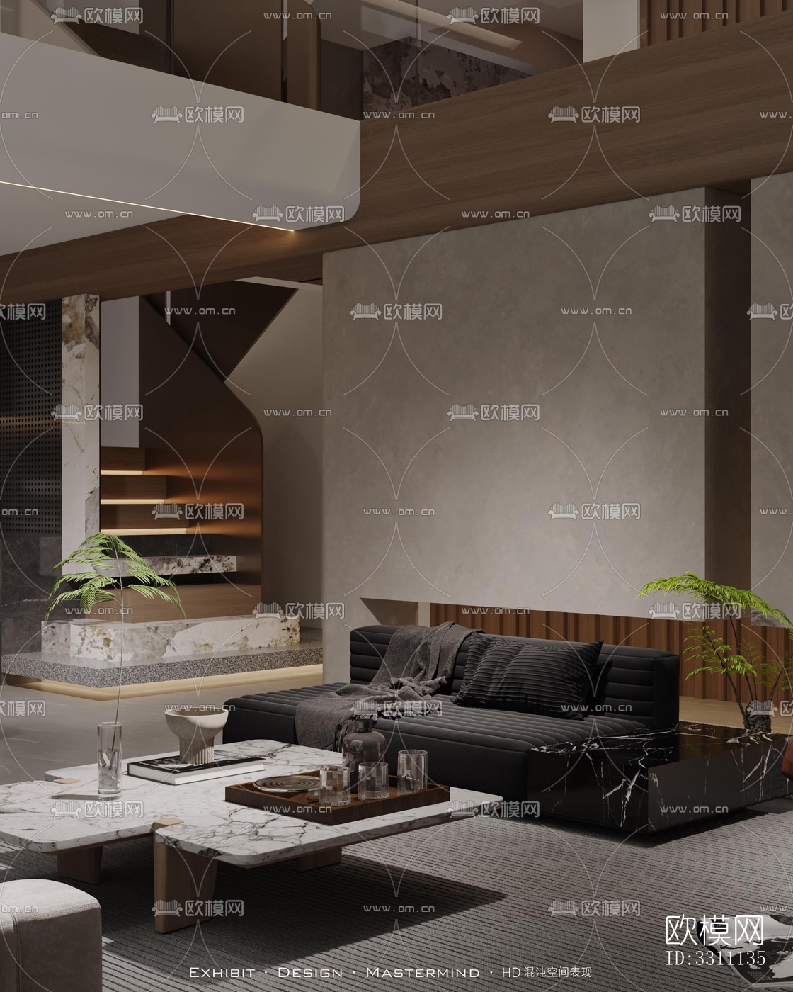 现代客餐厅效果图下载（渲染图5）