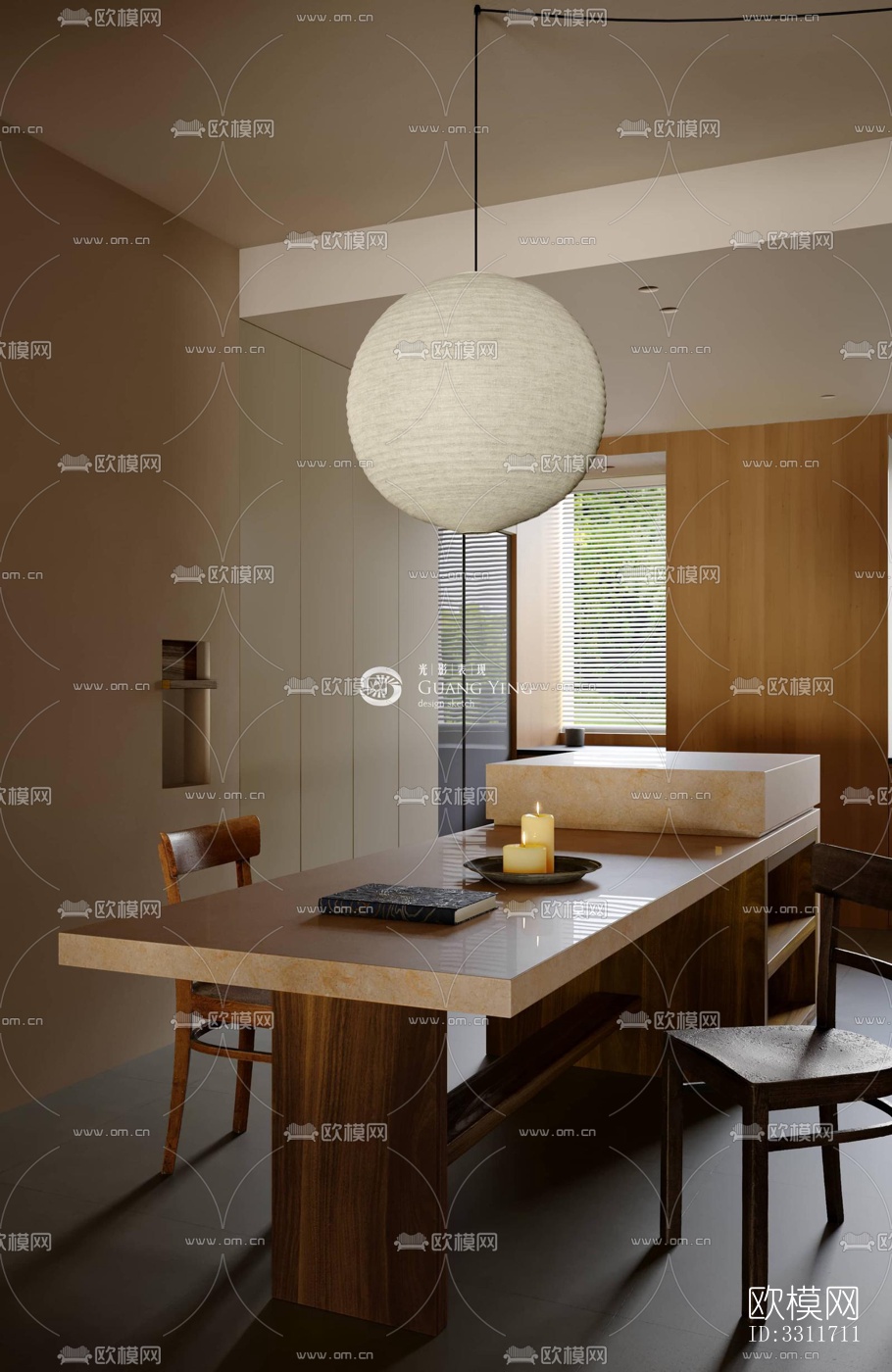 现代客餐厅效果图下载（渲染图11）