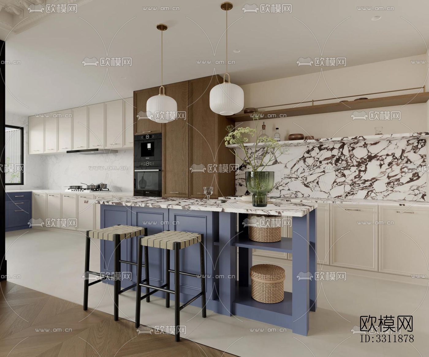 现代客餐厅效果图下载（渲染图4）