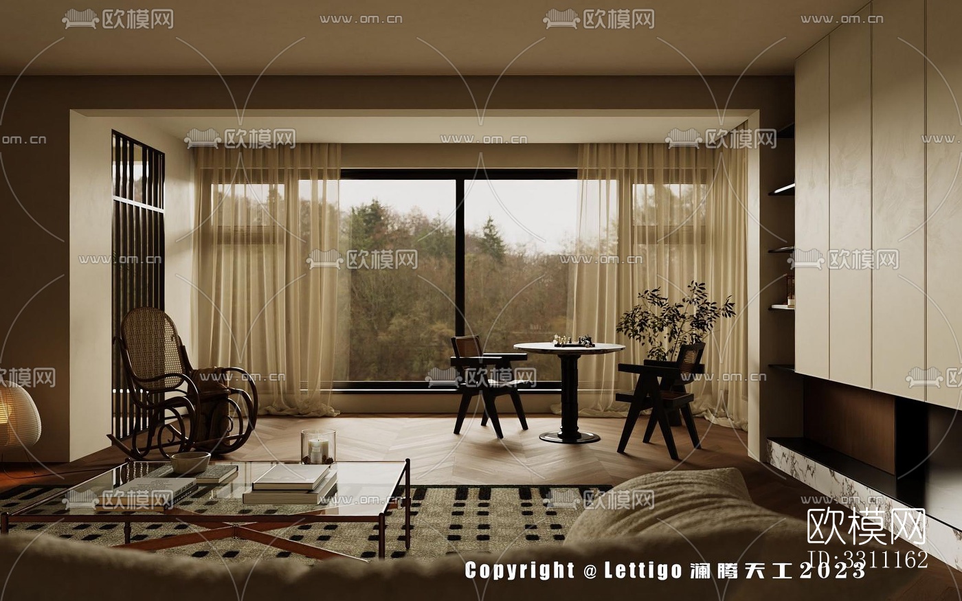 现代客餐厅效果图下载（渲染图2）