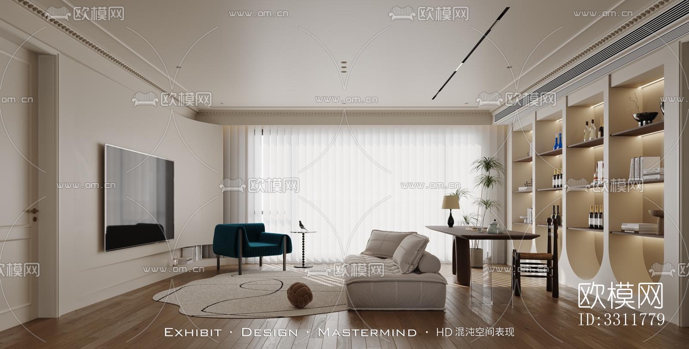 现代客餐厅效果图下载（渲染图4）