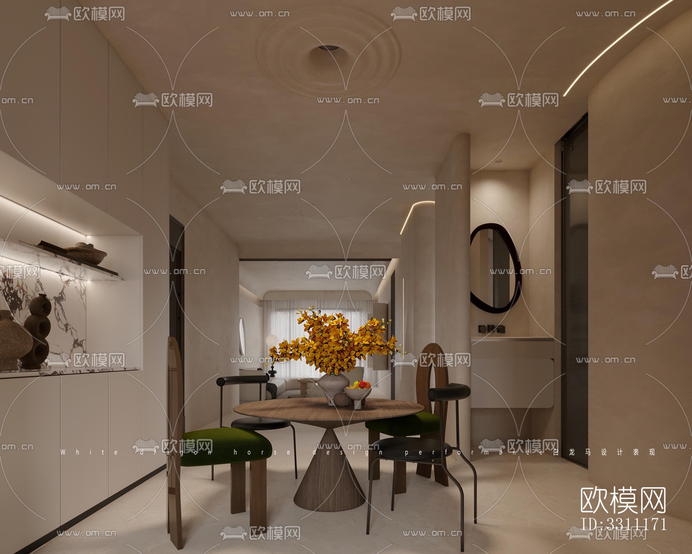 现代客餐厅效果图下载（渲染图9）