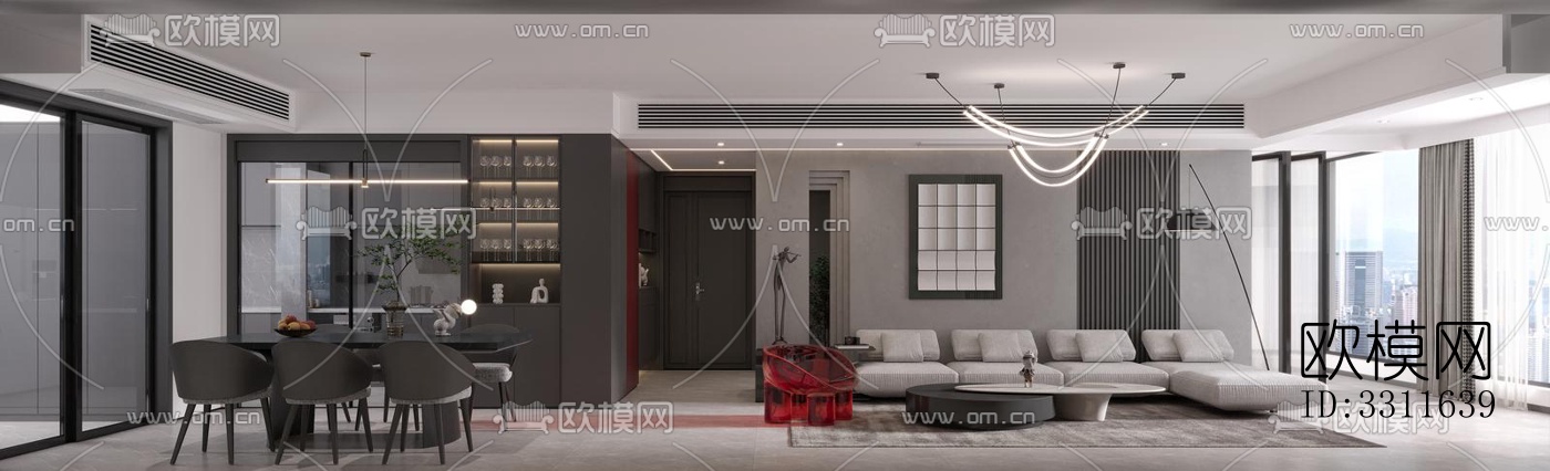 现代客餐厅效果图下载（渲染图2）