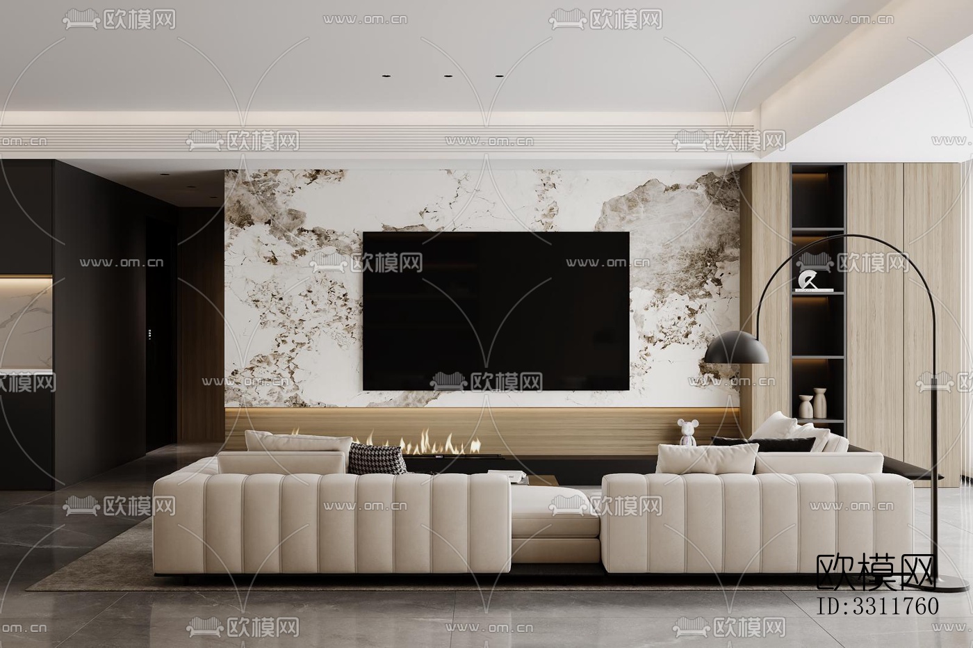 现代客餐厅效果图下载（渲染图2）