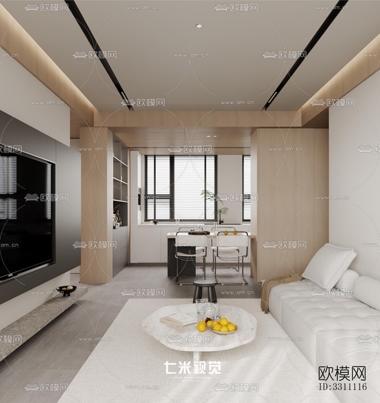 现代客餐厅效果图下载(渲染图6)