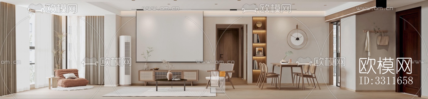 现代客餐厅效果图下载（渲染图4）