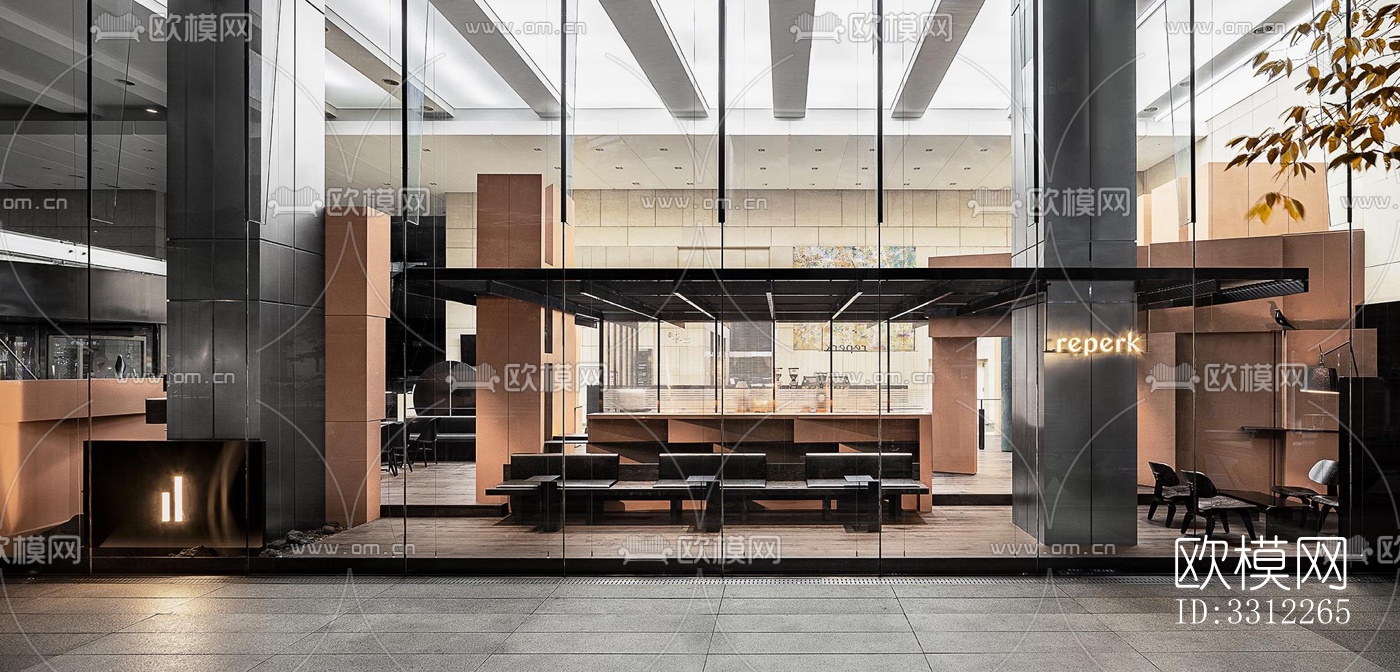 现代咖啡奶茶效果图下载（渲染图2）