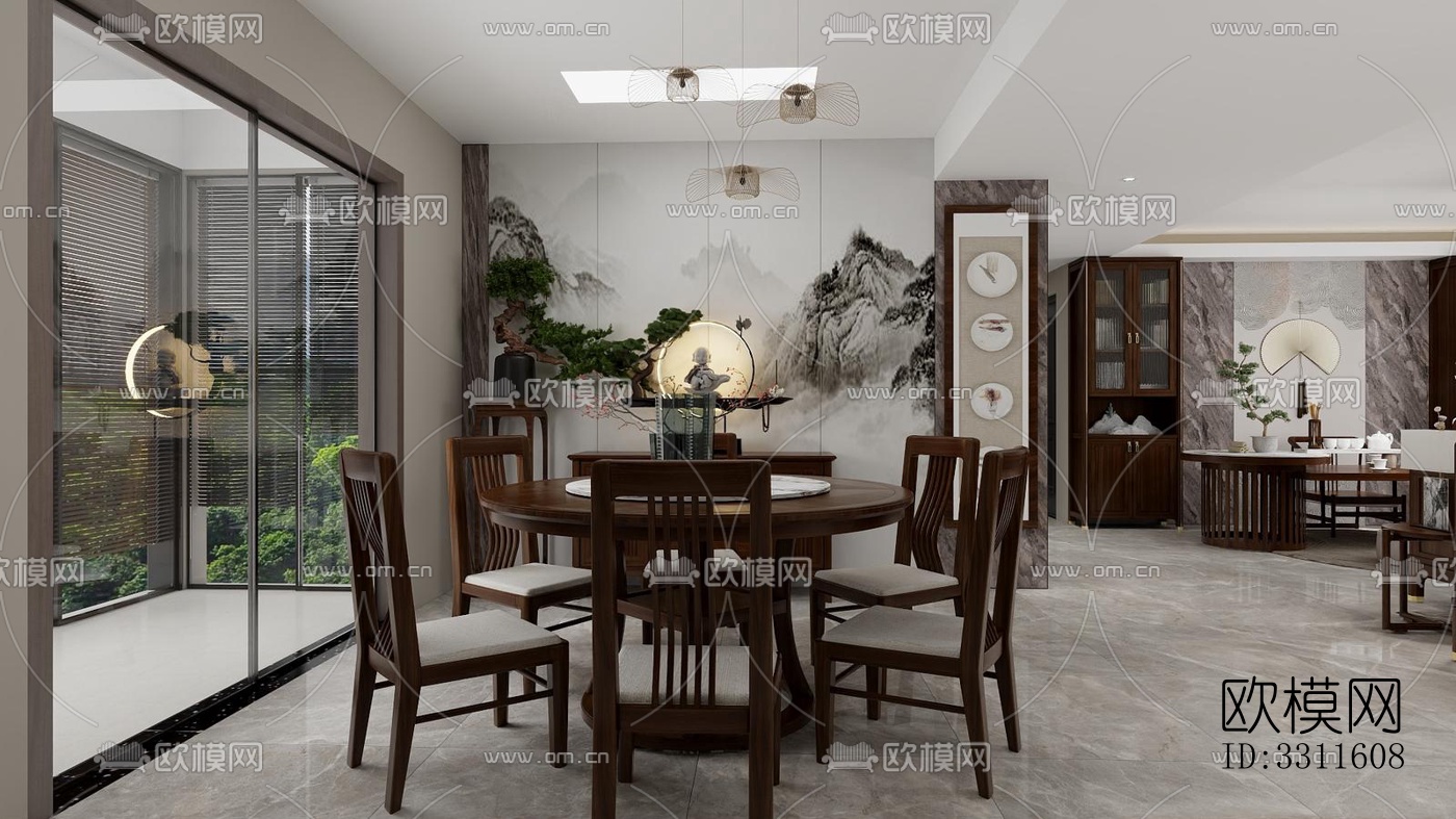 现代客餐厅效果图下载（渲染图9）