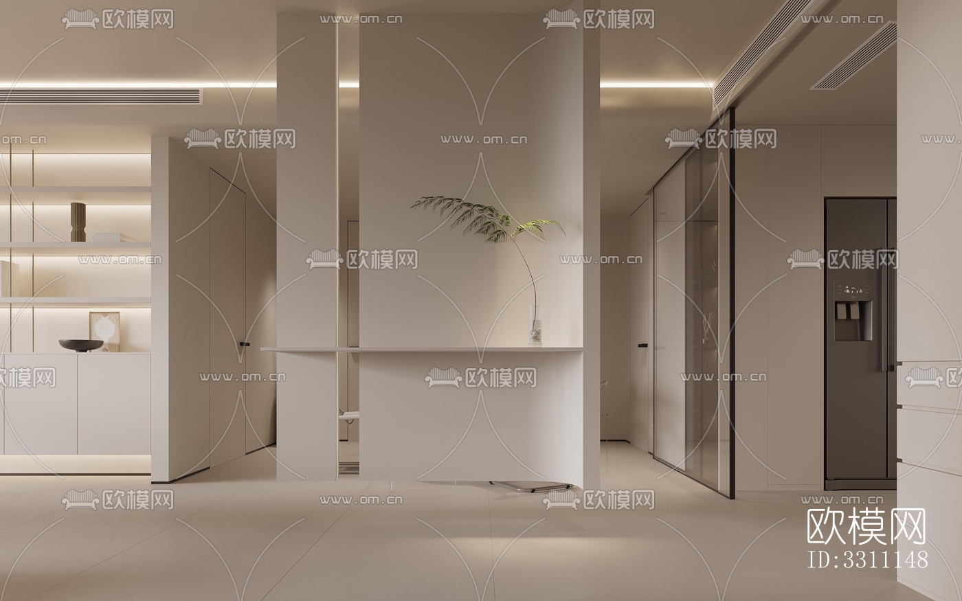 现代客餐厅效果图下载（渲染图5）