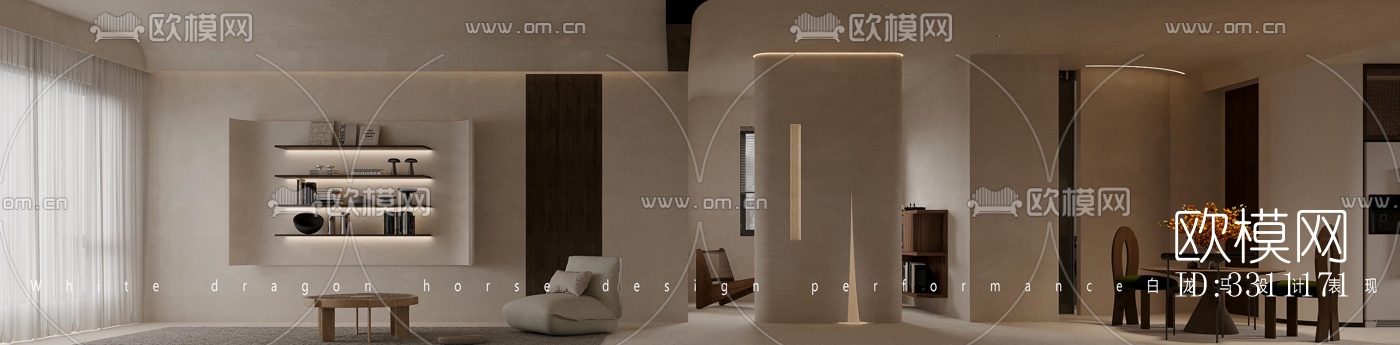 现代客餐厅效果图下载（渲染图7）